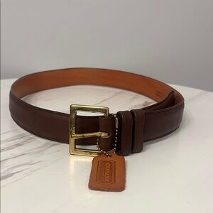 Coach Brown Leather Belt with Gold Buckle
